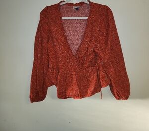 Universal Thread Floral Wrap Blouse - Rust